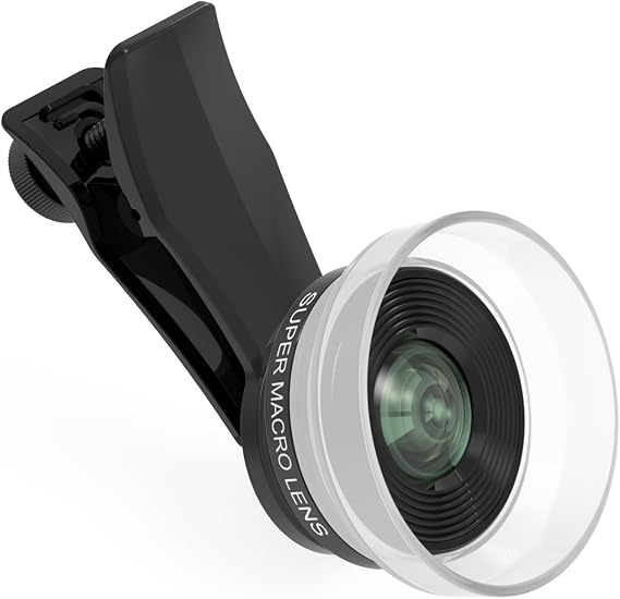 10X Macro Lens for iPhone Android Smartphone, Compatible with SmallRig NEEWER Phone Cage, with Detachable Diffuser Hood, 17mm Thread Universal Phone Lens Clip and Black Portable Bag