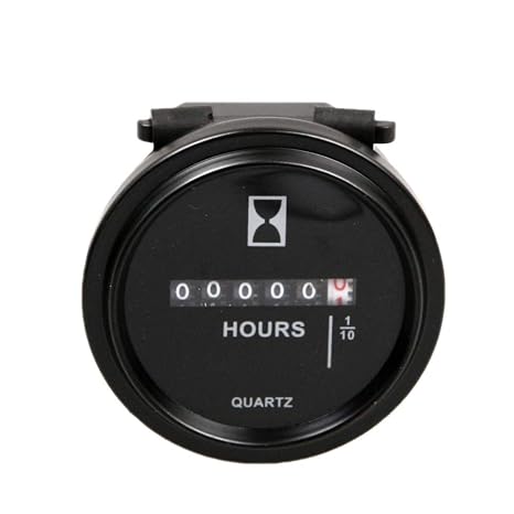 ATOPLEE Mechanical Hour Meter, Voltage: DC (6~80) V Quartz Round Back Trim Ring Meter for Boat Tractor Generator Engine Mower Golf Cart
