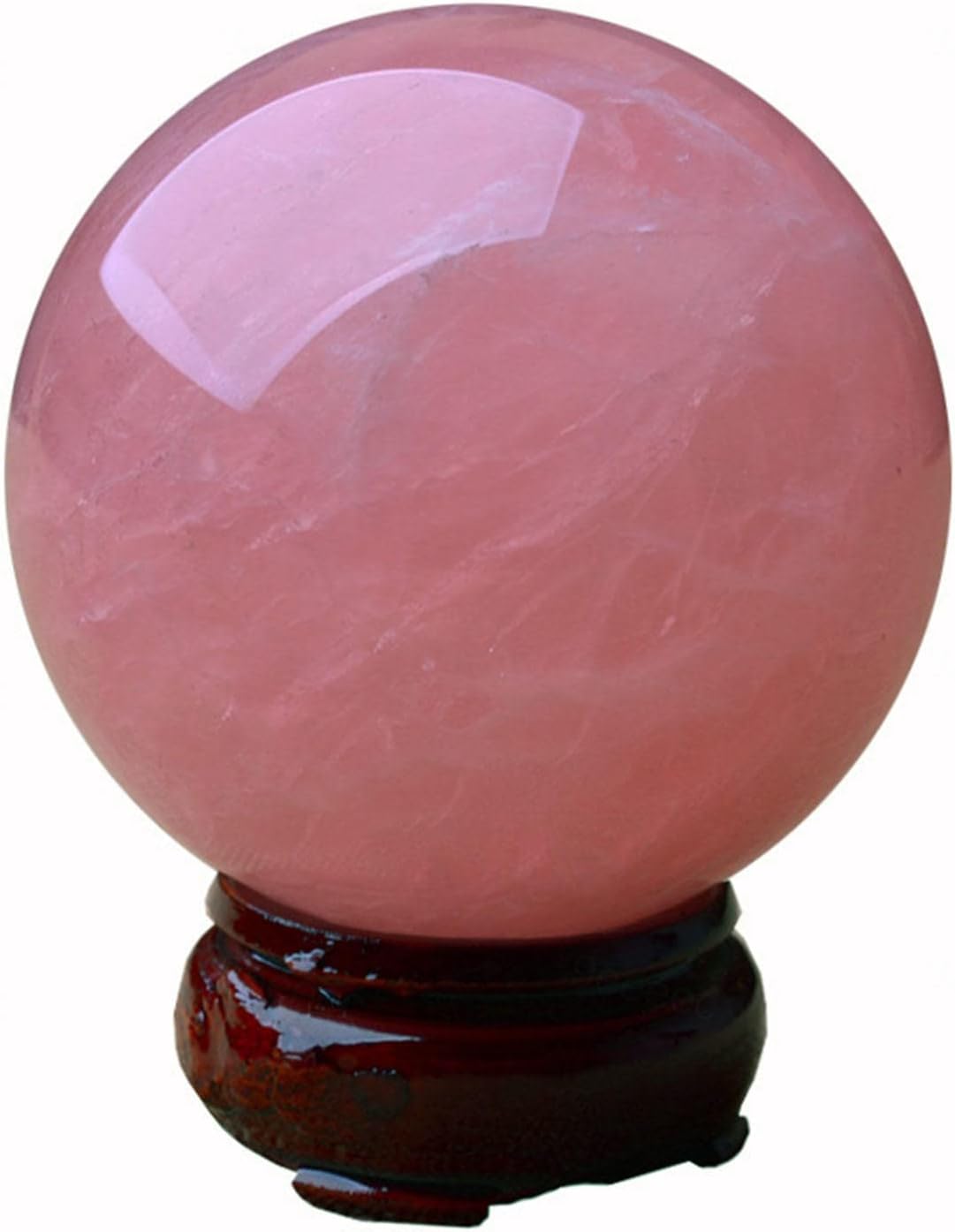 Rose Quartz Crystal Ball with Ball Stand, Natural Gemstone Divination Ball, Reiki Crystal Healing Stone Meditation Feng Shui Ball,5cm