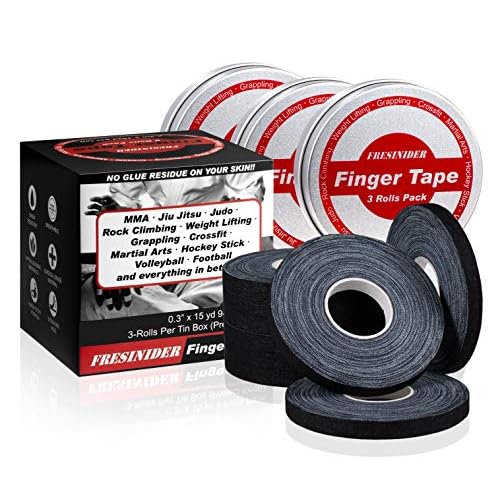 Finger Tape - Strong Athletic Tape | 0.3 x 45 Feet 9 Pack Tin Set | No Sticky Residue | for Rock Climbing, BJJ Jiu Jitsu, Grappling, Judo, MMA, Rock Climbing and Martial Arts Black