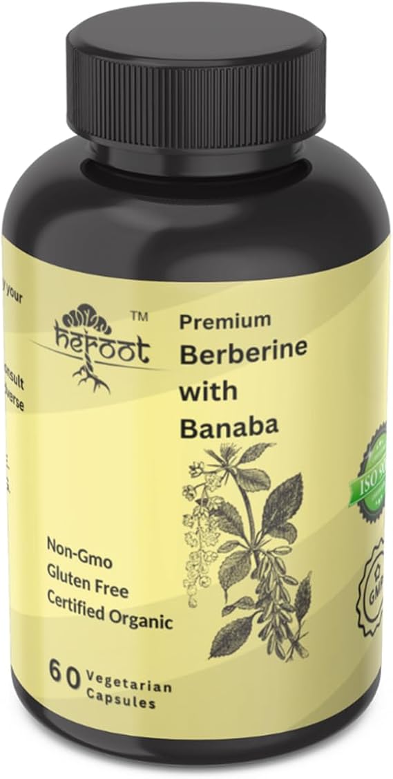 Berberine HCl with Banaba 500mg | Root Extract Plant Based, Vegan, Non-GMO 60 Capsules