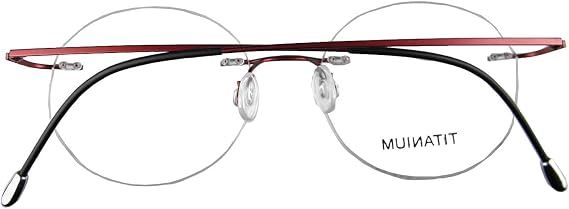 Circleperson Rimless Titanium Eyeglass frames Round Frameless Hinged temple