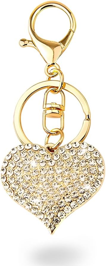 Kefley Glittering Rhinestone Heart Charm Keychain for Purse Backpack Charms Heart-Shaped Key Ring Clip for Womens Car Keys