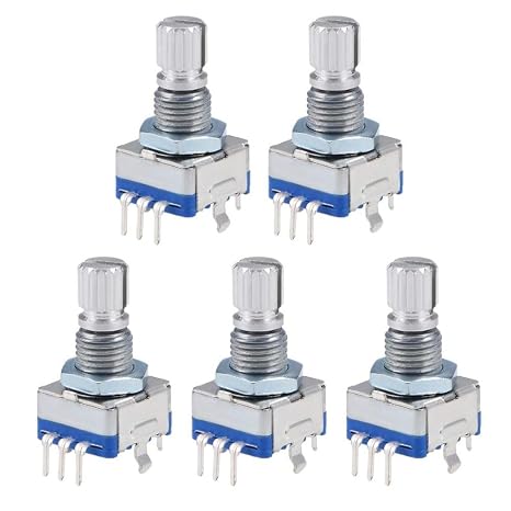 360 Degree Rotary Encoder Code Switch Digital Potentiometer 15mm Shaft EC11 5 Pins(5pcs)