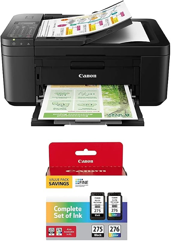Canon PIXMA TR4720 All-in-One Wireless Printer for Home use, with Auto Document Feeder, Mobile Printing and Built-in Fax, Black and PG-275/CL-276 Multi Pack