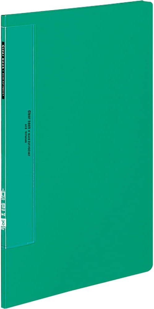 Kokuyo 10 Pockets Binder with Plastic Sleeves 8.5"x11" (Green), Wave-Cut Expandable Art Portfolio Folder with Clear Sheet Protectors, 20 Pages of Presentation Display Book. (RA-T550G)