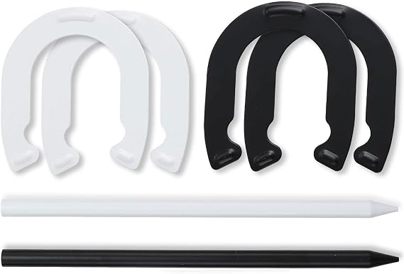 Horseshoes Outside Game for Children, Steel Horse Shoes Game Kit Outdoor Games for Kids Teens Family Portable for Backyard Yard Lawn Camping Beach Party