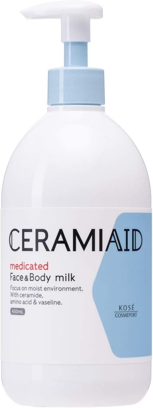 KOSE Ceramide Aid Medicated Skin Milk Face & Body Use Full Body Moisturizer Sensitive Skin Safe for Babies Large Capacity 450ml Pump Type Face Cream Body Cream Moisturizer Over-the-counter Drug