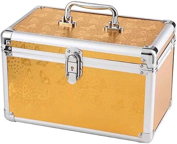 Toolbox White Aluminum Alloy Toolbox Beautician Makeup Box Foot Bath Technician Toolbox Portable Storage Box Household Appliance Parts Sorting Box Tool Box(Yellow)