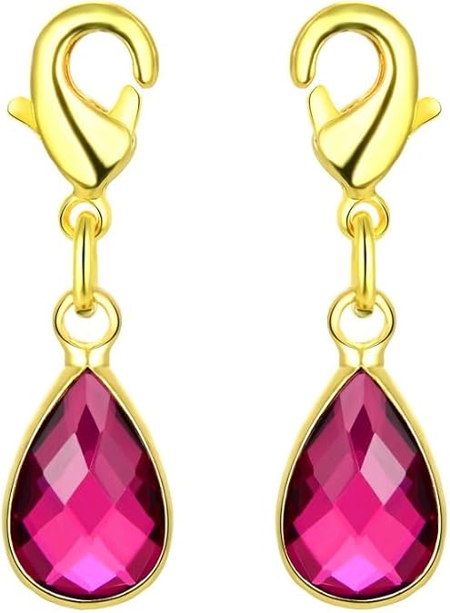 Adabele Clip On Gold Birthstone Charm Drops Jan to Dec Tarnish Resistant