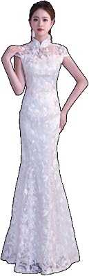 White Cheongsam Long Qipao Dresses Traditional Wedding Dress China Clothing Store Vestido Oriental