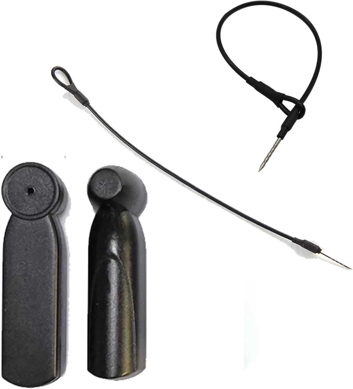 100 Pcs EAS Mini Security Tags and 17cm Black Lanyard, Tag Compatible 58khz Frequency for Clothes, Shoes, Bags