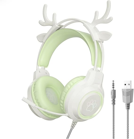 Cat Ear Headphones, Gaming Headphones, Over Ear, Cute, 0.14 inches 3.5 mm, Wired with Microphone, 1.6 inches 40 mm Speakers, Sealed Type, Stereoscopic Acoustic, Sound Insulation