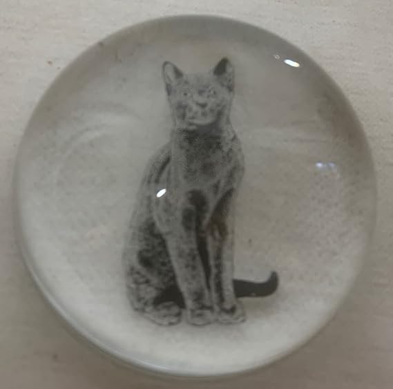 Rosso Glass Round Glass Paperweight Exclusive - American Made - Mosser Glass USA (Black Cat)
