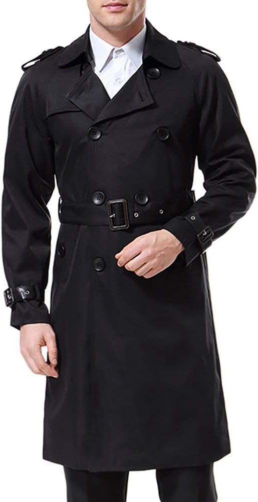 Men's Double Breasted Business Transition Trench Coat