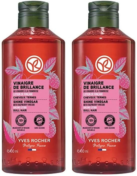 Yves Rocher Raspberry Shine Hair Vinegar, Large Capacity, 13.5 fl oz 400 ml x 2 Set