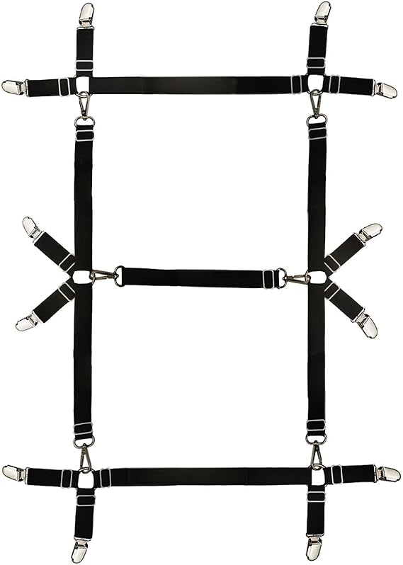 Bed Sheet Straps Nonslip Fitted Sheet Clips,Adjustable Elastic Bedding Holder Easy Install on Mattress Covers (Black)