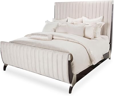 MICHAEL AMINI Paris Chic Eastern King Tufted Sleigh Bed - DoeskinEspresso