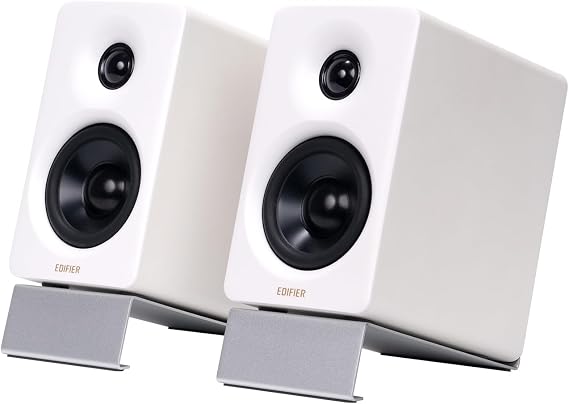 Edifier M60 Multimedia Speakers Bluetooth 5.3 66W RMS Hi-Res Audio & Hi-Res Wireless Audio LDAC 3 Inch Medium Bass & 1 Inch Tweeter USB-C & Aux Inputs Compact Desktop Speaker - White