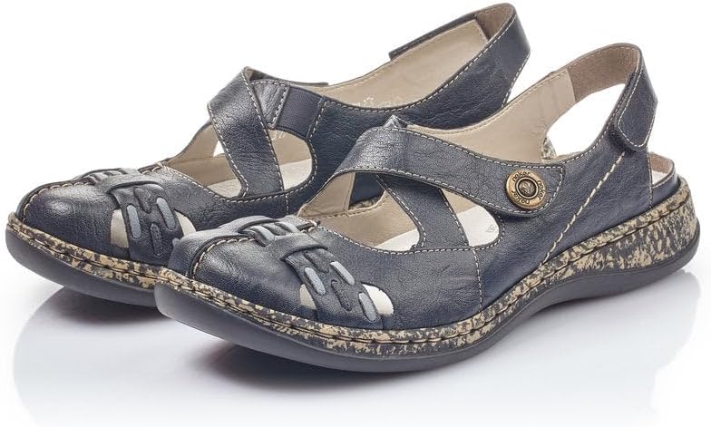 Rieker 46377 Daisy Mary Janes Leather Women's Shoes - Breathable Anti-Stress Warm-Weather Flats with Adjustable Fit, Flexible Durable Outsole for All-Day Comfort