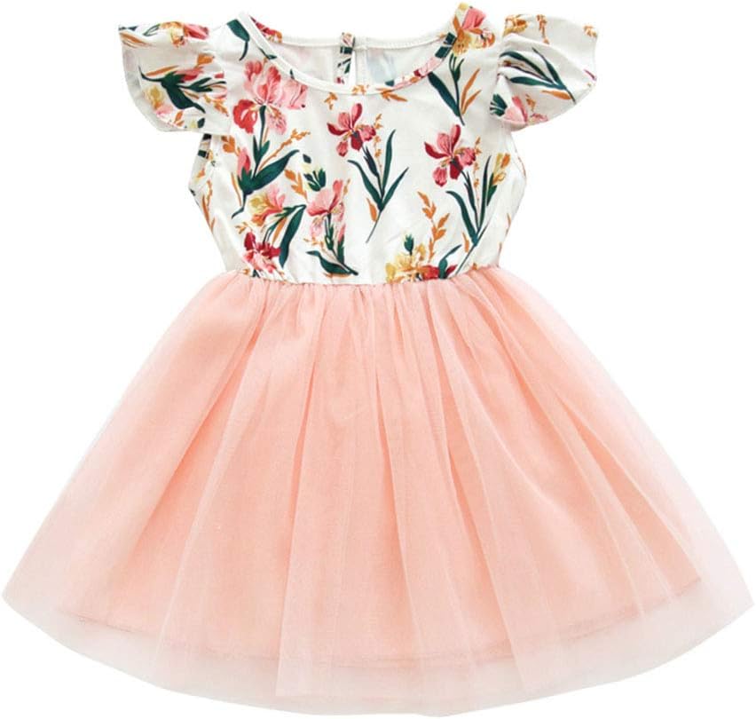 Toddler Baby Girls Tutu Dresses Ruffle Sleeveless Floral Princess Dress Summer Clothes Outfits