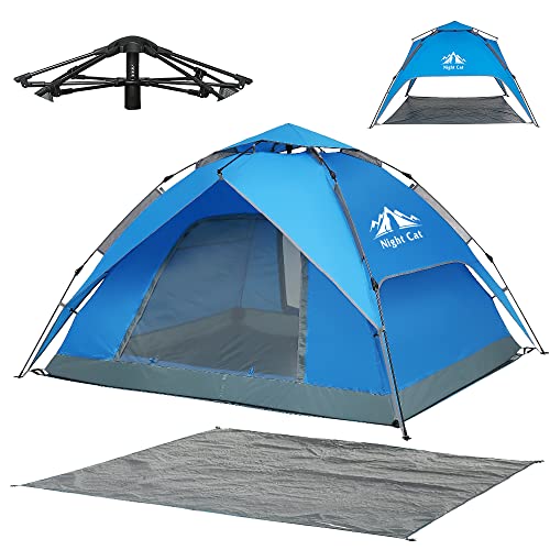Night Cat Instant Popup Tents 2-3 Persons with Footprint Tarp Easy Setup Camping Tent with Rainfly Double Layers Waterproof Automatic Hydraulic Mechaism