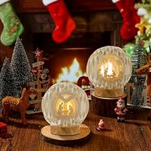2 Pcs Lighted Nativity Scene Decor Indoor, Christmas LED Light up Paper Nativity Tabletop Xmas Jesus Table Decoration Religious Christian Lamp 3D Religious Gift for Table Mantel Decor