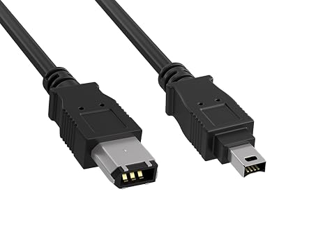 CableLeader 6ft FireWire 400 Cable IEEE-1394a 6-Pin to 4-pin Male to Male Data Transfer Cable, iLink DV Cable, 6-Pin/4-Pin IEEE 1394a, High Speed Firewire 6 Pin to 4 Pin Cable, Black
