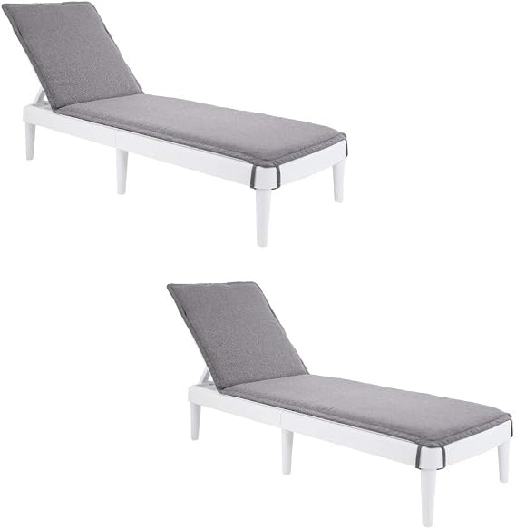 Lagoon Tahiti Rattan Sun Lounger with Cushion - 2Pcs / Set (White/Grey Cushion)