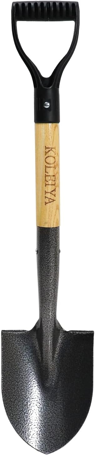 KOLEIYA Small Short Handle Shovel - 28 Inches Overall Length - Kids Metal Sand Shovel for Digging and Gardening - Metal + Wooden
