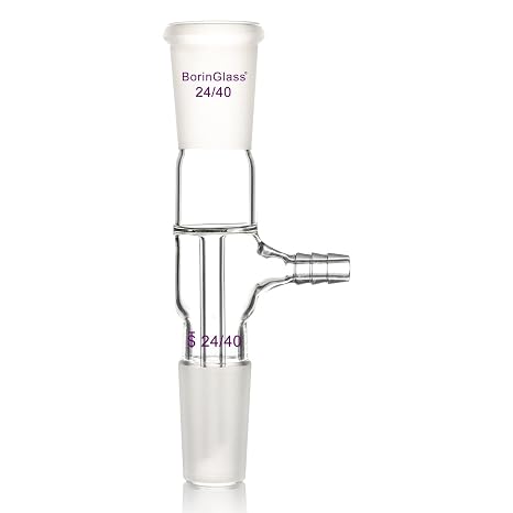 BorinGlass Glass Straight Vacuum Take Off Adapter, Short Stem with 24/40 Joint