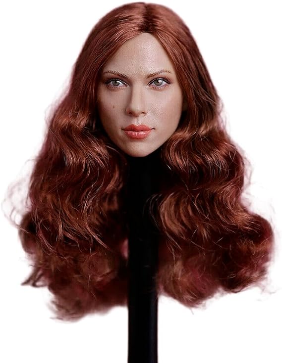 Fremego 1/6 Scale Female Head Sculpt, Beauty European Girl Brown Curls Hair Head Carved for 12inch Female Action Figure Body