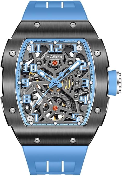 Haofa Skeleton Automatic Mechanical Watch for Men Double-Side Hollow Dial Stainless Steel Sapphire Luminous Waterproof Mens Watch Normal Business Casual 1980A
