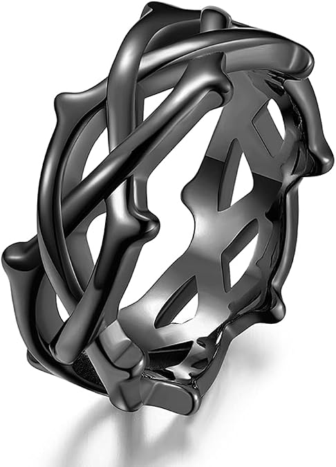 Stainless Steel Vintage Jesus Crown of Thorns Rings for Men Women Vine Branch Shape Lucky Ring
