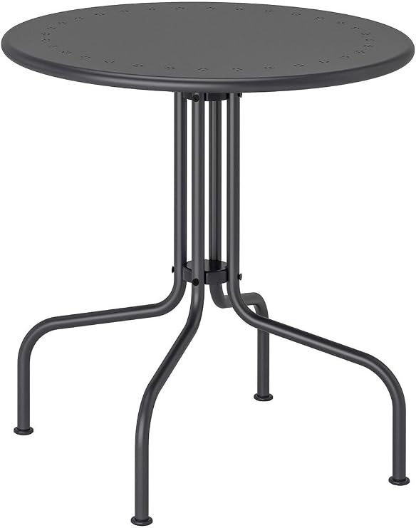 IKEA Lackö Balkon-Mutfak Masası, Koyu Gri, 70 cm Çap, 2-4 Kişilik