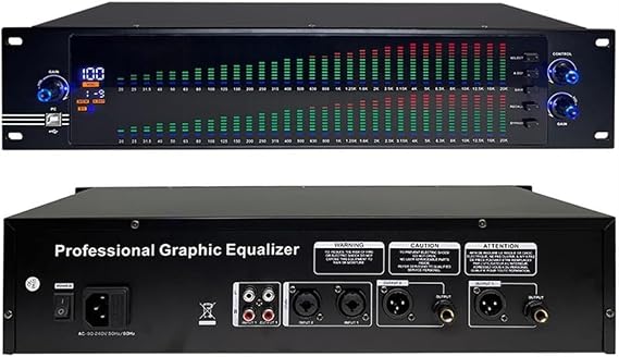 DJ Sound Controller,Graphic Equalizer,31 Band Balanced Effect Controller DJ Digital Mixer Processor DSP Feedback Eliminator Stage for Professional and Beginners(Color:888S)