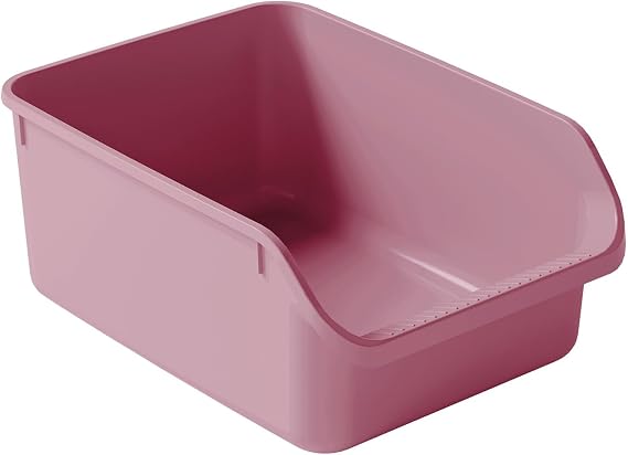 Large Cat Litter Box with High Sides,Cat Boxes for Indoor Cats,Cat Litter Pan for Kitty,Litter Box with Low Entry,Anti-Splashing,Easy to Clean (Pink)