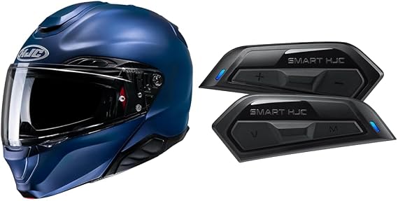 HJC HELMETS RPHA 91 Solid Motorcycle Helmet System HJH246 SEMI FLAT MATALLIC BLUE Income Built-in HJC 50B HJA601 Black Mesh + Bluetooth Compatible
