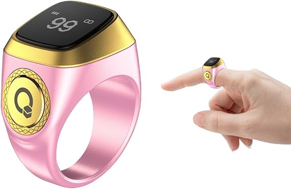 Smart Ring Counter, Smart Tasbih, Muslim Islamic Prayer Smart Rings,Tasbih Counter Smart Ring, Digital Electronic Smart Tally Counter, Tasbeeh Smart Counter for Prayer (Pink, 18mm)