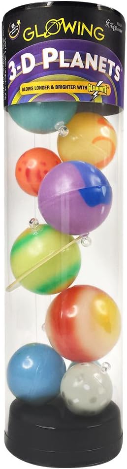 Glow in the Dark 3D Planets Tube, Solar System Decor Kit, Ages 5+