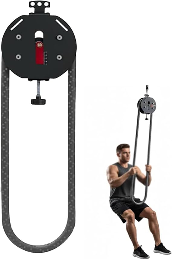 Endless Rope Trainer, Pulley Rope Puller Fitness Rope Trainer, 4-M Closed-Loop Nylon Rope, Pulley Rope Climbing Machine Adjustable Resistance Machine for Home Gym Aerobic Training Red