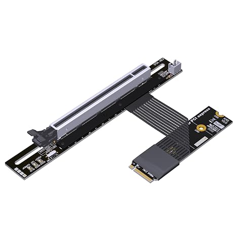 M.2 NGFF NVMe M Key to PCIe 5.0 x16 Flat Extension Cable 128 Gbps GEN5 with Power Cord (K43SH-BK, 40cm)