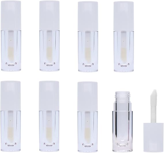 8 Pieces Lip Gloss Tubes with Wand Empty, 6.5ml Refillable Lip Gloss Bottles Mini Lip Balm Bottles Transparent Lip Gloss Containers with Rubber Stoppers for DIY Lipgloss