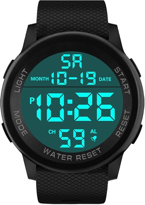 Men's Digital Sports Watch Waterproof Military Outdoor Wrist Watches for Men with LED Backlight Alarm Back Light