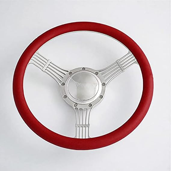 15.5'' Billet Steering Wheel Red Full Wrap w/Horn button