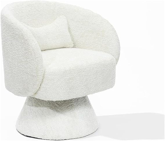 LuxenHome Swivel Barrel Accent Chair, Club Swivel Chair with Upholstered