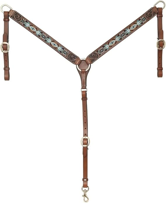 Reinsman Circle Y Buckskin Beaded Horse Equestrian Breast Collar | Adjustable Straps, Strong Hardware, Supple Leather (1072-20-S5)