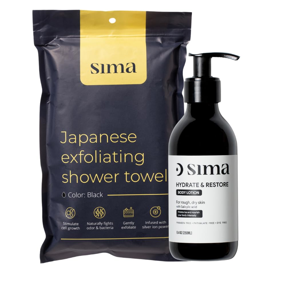 Sima - Bundle - Exfolating Body Towel  Body Lotion with Hyaluronic and Salicylic Acid