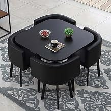 Kitchen Dining Table Set Round Breakfast Bar Round Furniture Table and Chair Set Round Conference Table, 1 Table and 4 Chairs 5 Piece Set for Dinning Room/Kitchen 80x75cm/31.5x29.5in(WxH) #39