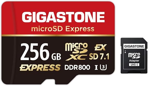 Designed for Switch 2 GIGASTONE 256GB microSD Express R/W 880/650MB/s SDXC Memory Card SD 2.0 3.0 5.0 7.1 UHS-I UHS-II, Action Camera Drone, V30 U3, SD Adapter 5-Years Data Recovery